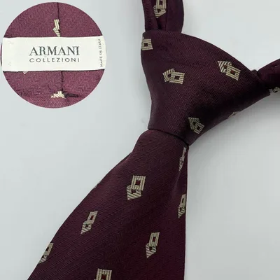 ARMANI COLLEZIONI ネクタイ シルク 小紋柄 ボルドー