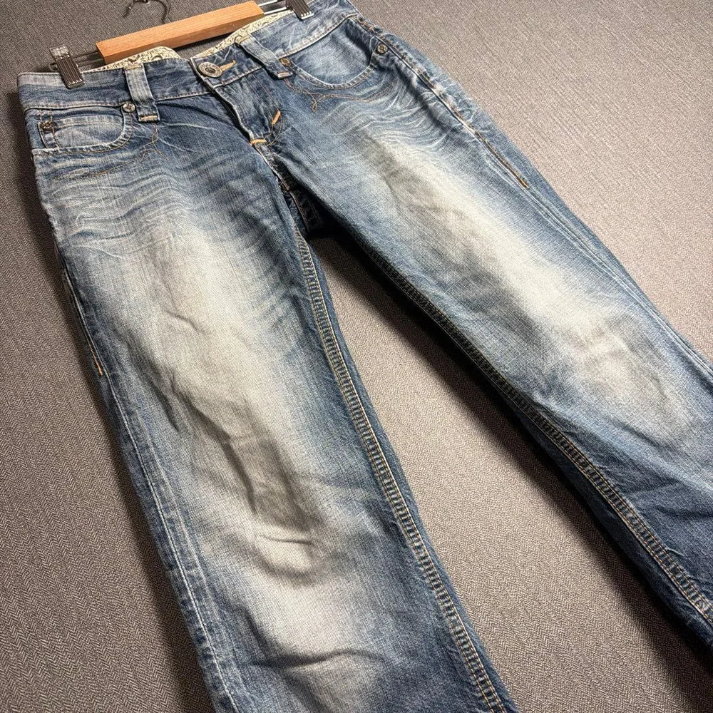 EDWIN エドウィン デニムパンツ ライトブルー ウォッシュ加工 七分丈 S