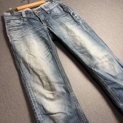 EDWIN エドウィン デニムパンツ ライトブルー ウォッシュ加工 七分丈 S