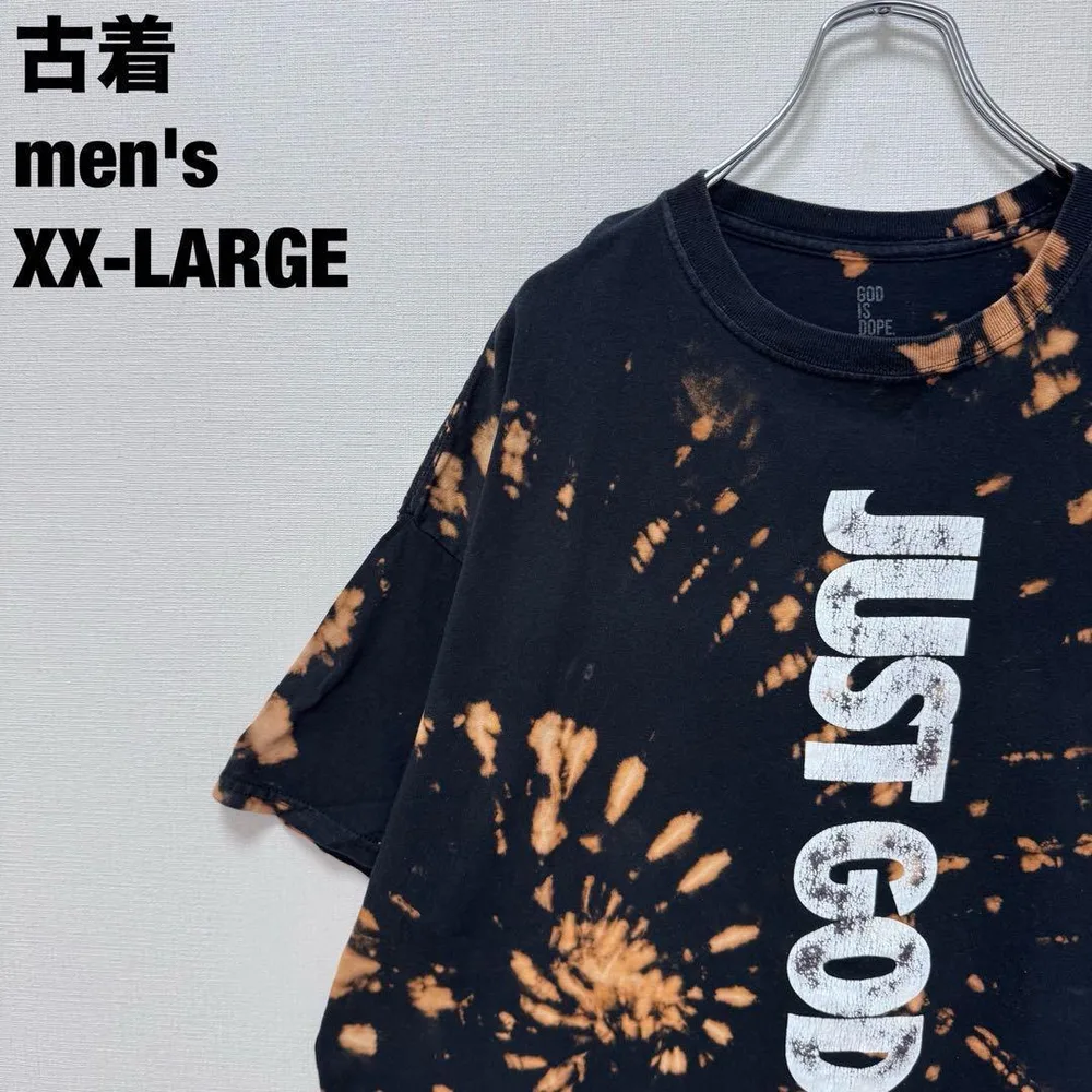 GOD IS DOPE Tシャツ ブリーチ タイダイ ビッグサイズ 黒XXL古着