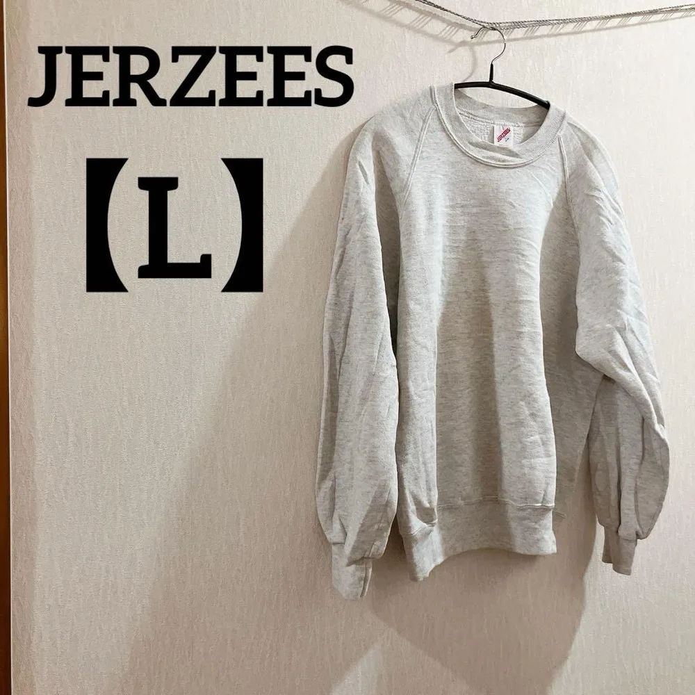JERZEES 【L】長袖 スウェット トレーナー グレー 無地 シンプル 無地