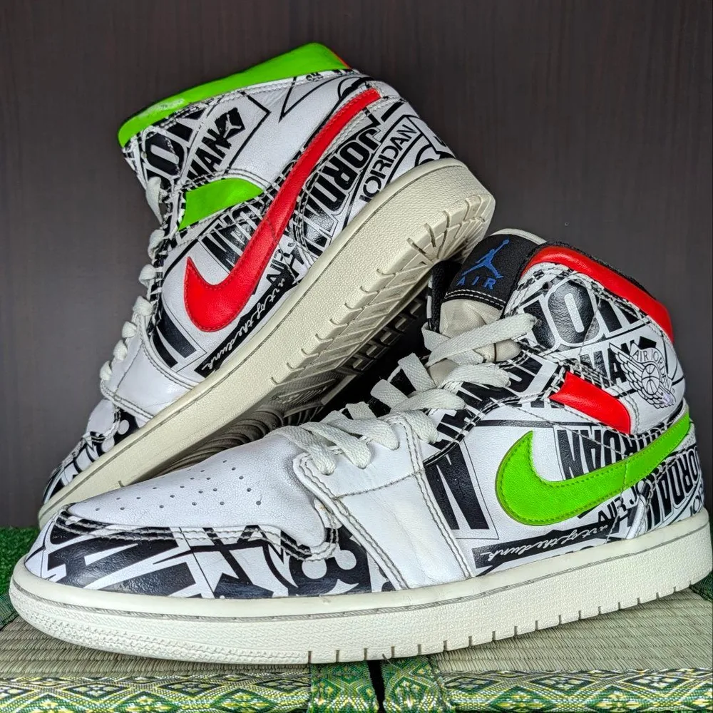 【超美品】★NIKE AIRJORDAN1 MID"AllOver Logos"