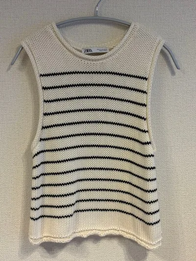 ZARA ボーダー柄 ニット ノースリーブ M
