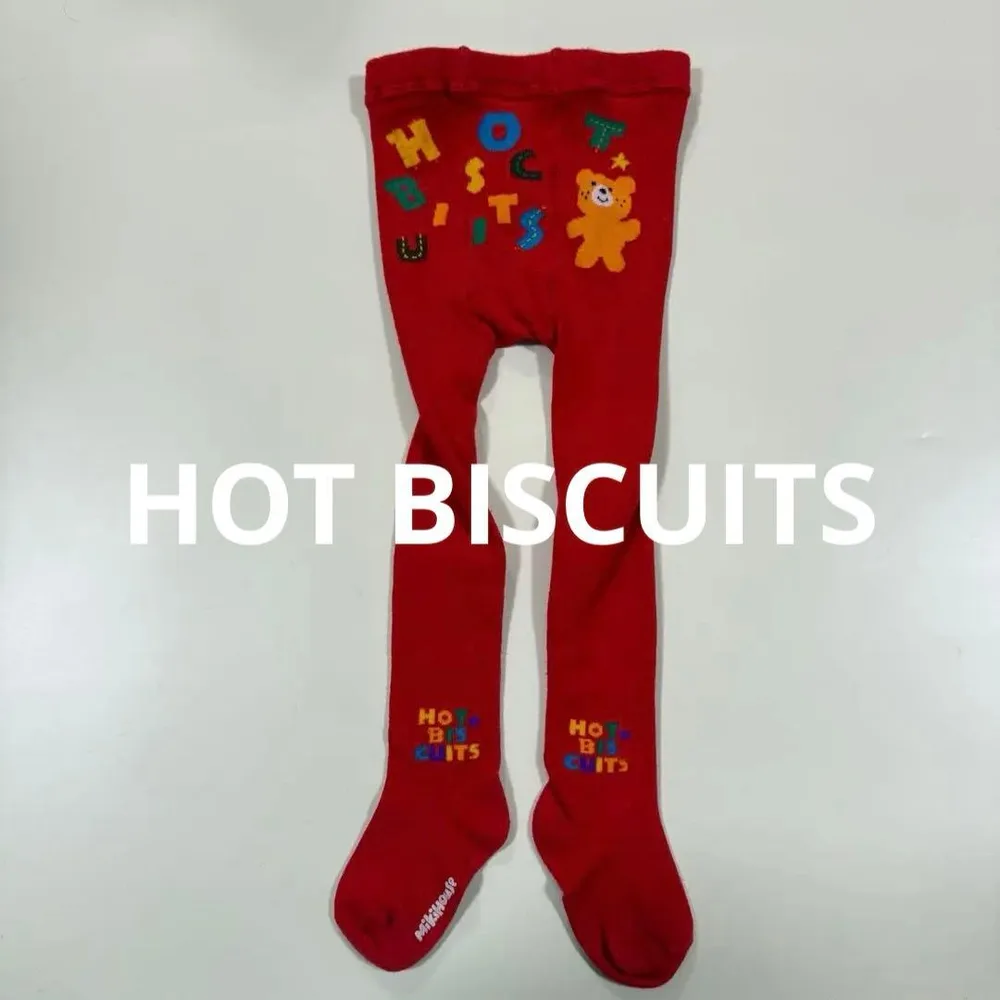 ミキハウス HOT BISCUITS ベビータイツ レッド 90cm