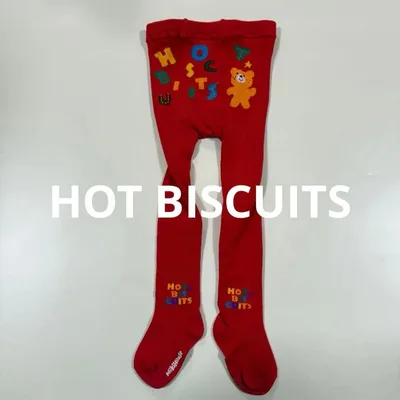 ミキハウス HOT BISCUITS ベビータイツ レッド 90cm