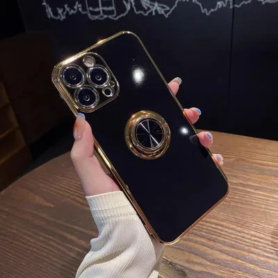 iPhone12 ケース リング付き 黒