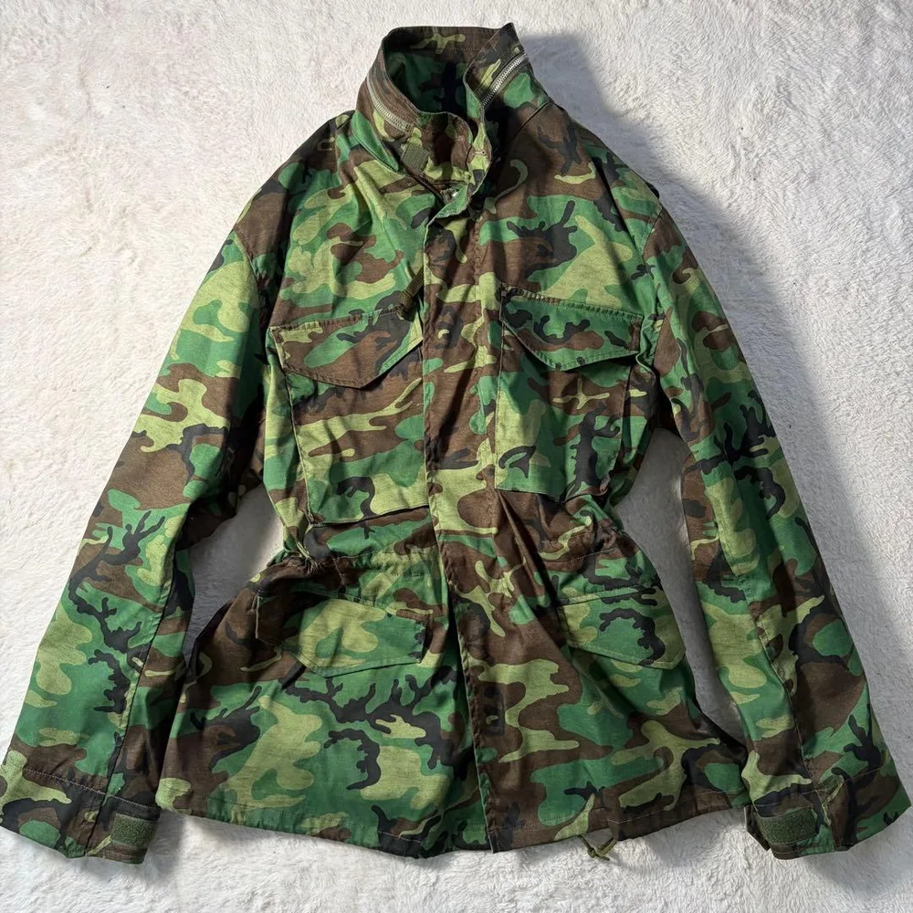 BEAMS + XL ミリタリージャケット コマツ カモフラ 迷彩 ドローコード