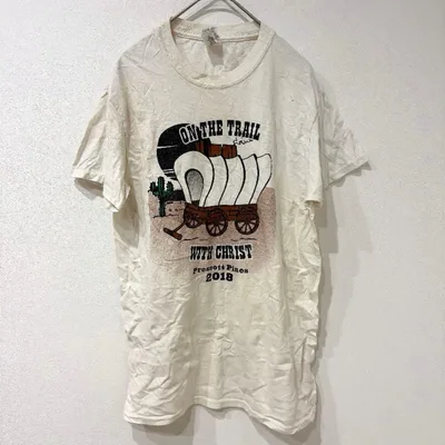 ギルダン Tシャツ クルーネック 半袖 プリント S 生成 綿 デイリー