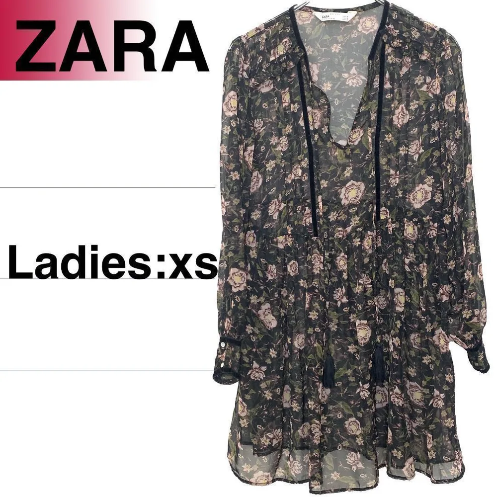 EB24【大人気】ZARA シースルーワンピース xs