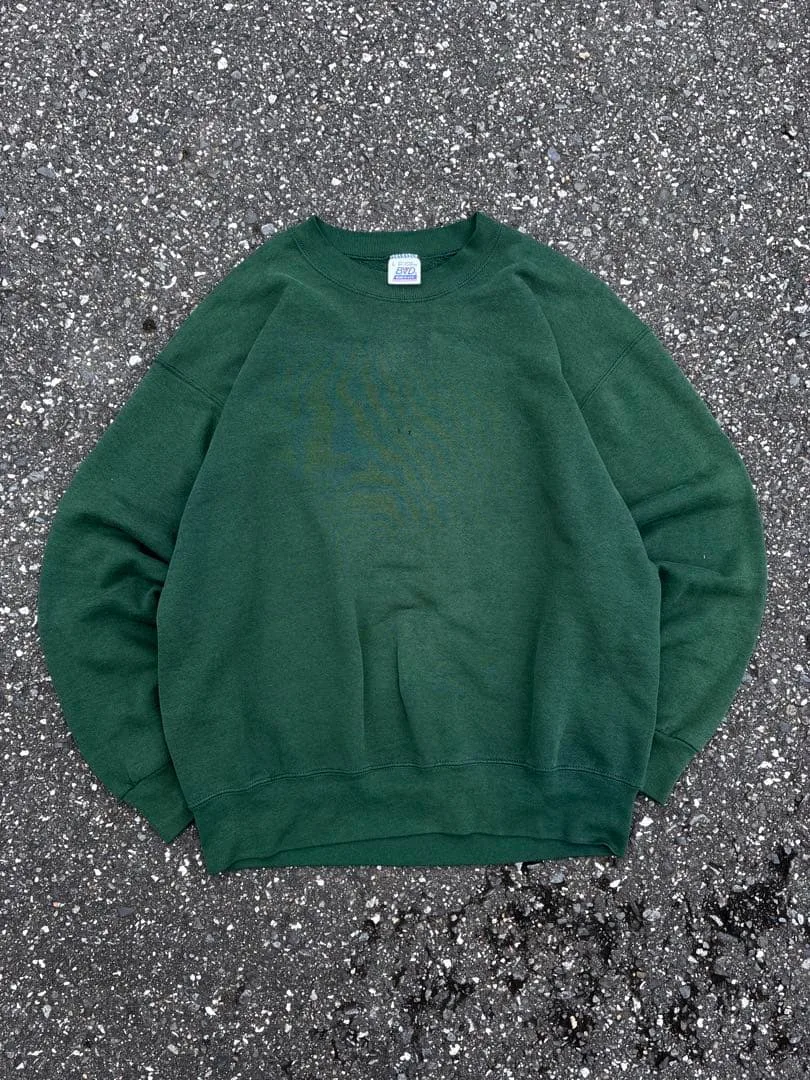 90s BVD USA製 無地スウェット フェード グリーン