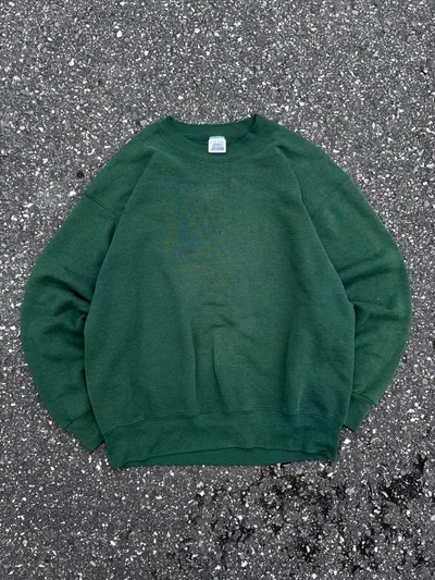 90s BVD USA製 無地スウェット フェード グリーン