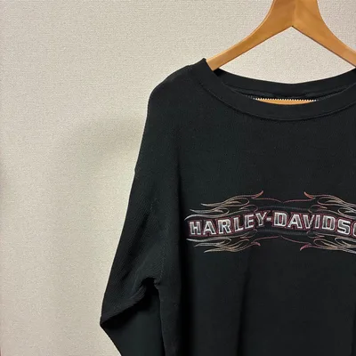 HARLEY-DAVIDSON ハーレー サーマルシャツ ブラック ロンT 両面