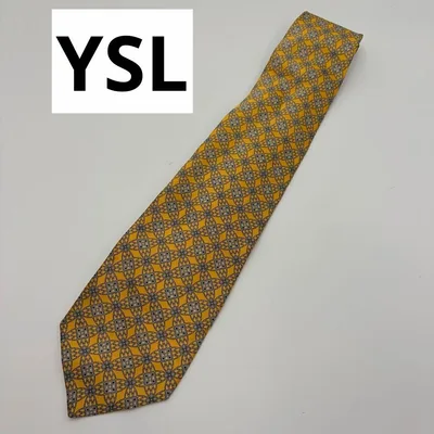 YVES SAINT LAURENT ネクタイ イエロー系 総柄