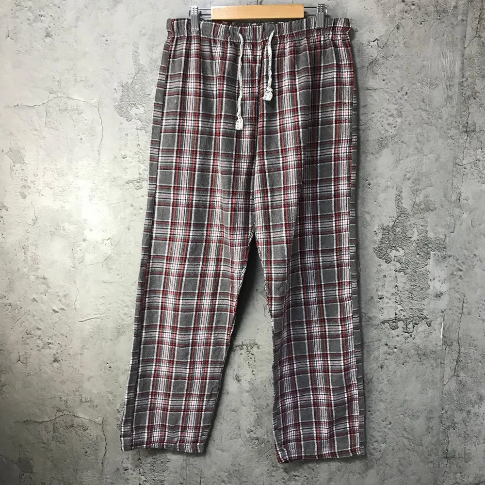 B3173古着 パジャマパンツ グレー 赤 黒 白 90s Y2K