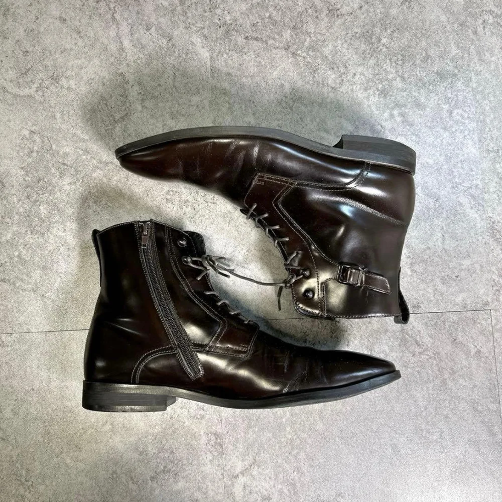 00s【archive】lace-up boots/Y2K/zip up お兄系
