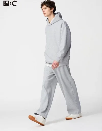 UNIQLO : C ユニクロ スウェットワイドパンツ グレー