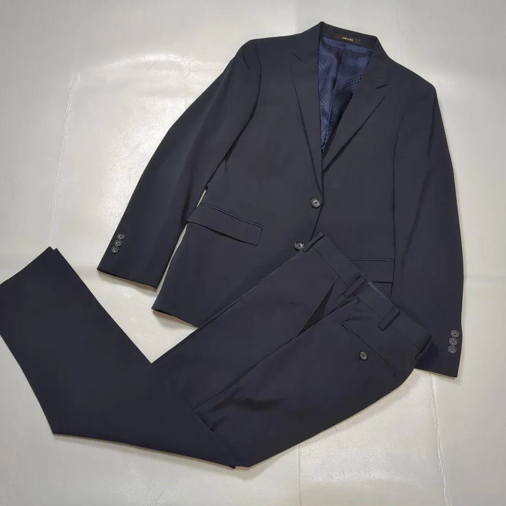 【COMME ÇA MEN】ストレッチ シングルスーツ セットアップ ネイビー