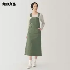.無印良品 チノサロペットスカート ストレッチ 綿 ポケット ジャンパースカート