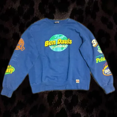 BEN DAVIS スウェット トレーナー Mサイズ ブルー 両面プリント