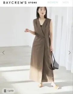 NOBLE 麻ストレッチロングジレワンピース38