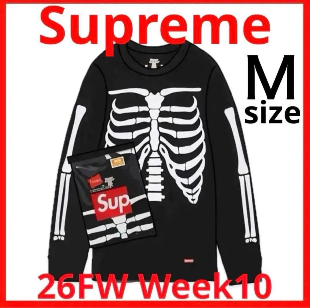 【新品】Supreme x Hanes Bones Thermal Crew