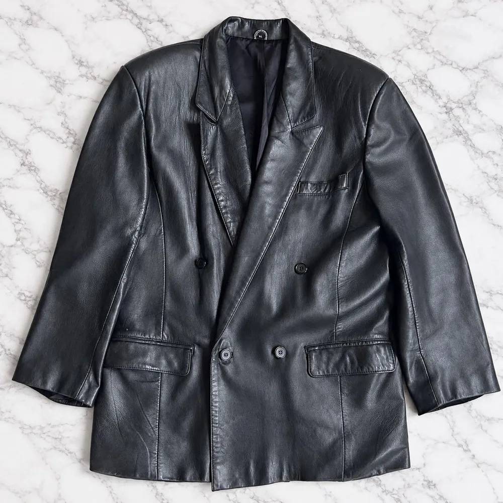 SK.LEATHER 羊革 ダブルレザーテーラードジャケット XL y2k