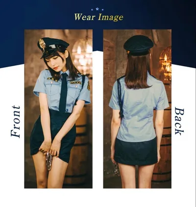 ตำรวจคอสเพลย์เครื่องแต่งกายเสื้อแขนสั้นผูกเน็คไท