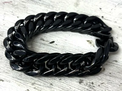 PROSTEEL メンズ ブレスレット 喜平チェーン ブラック ステンレス 太め