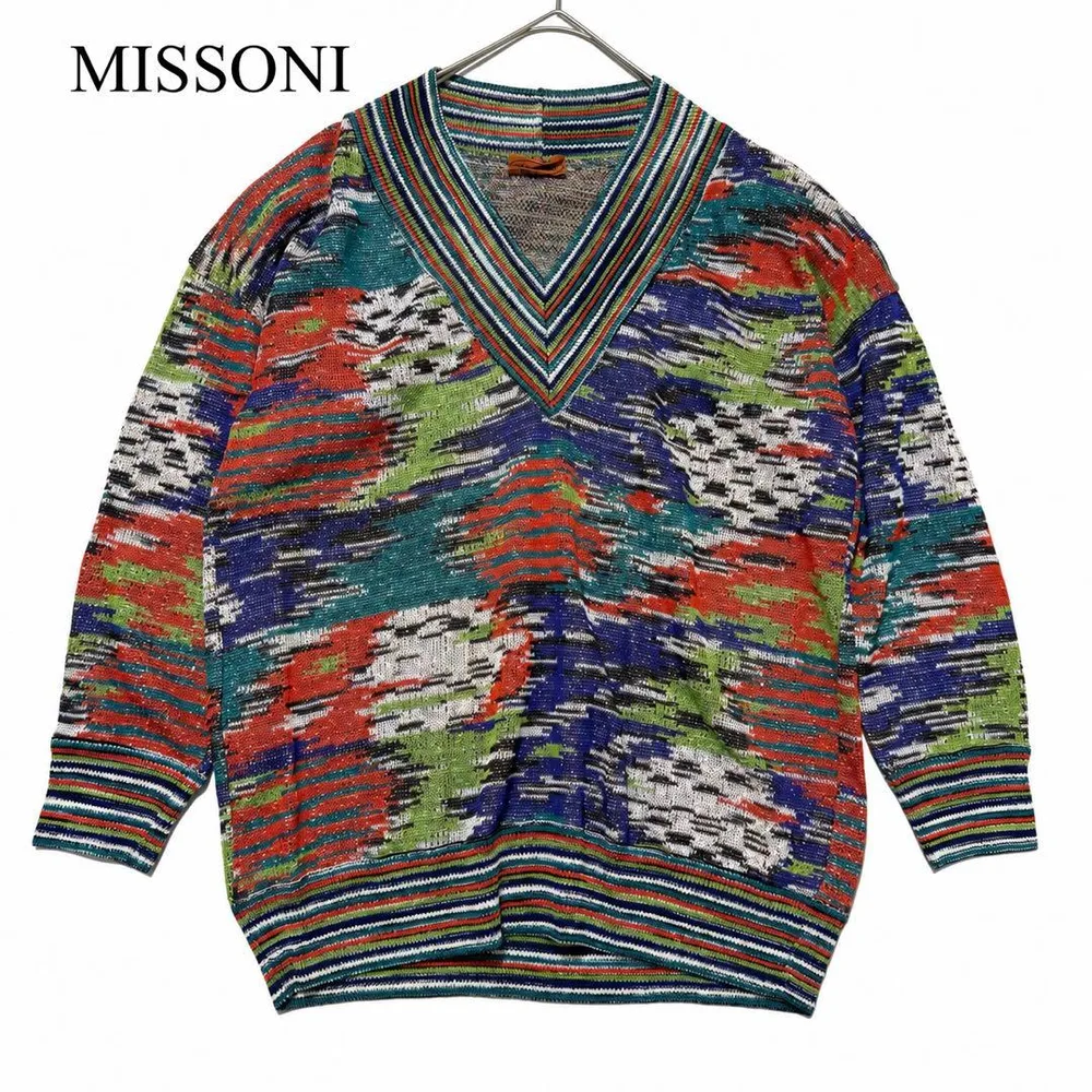 MISSONIミッソーニ Vネックニット セーターマルチカラー 総柄 イタリア製