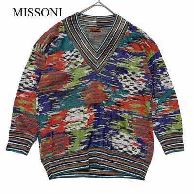 MISSONIミッソーニ Vネックニット セーターマルチカラー 総柄 イタリア製