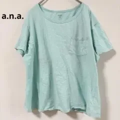 エーエヌエー 無地 Tシャツ クルーネック半袖 XL 緑 綿 カジュアル