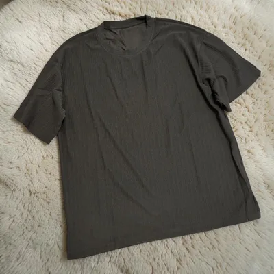 新品タグ付き メンズ クルーネック Tシャツ ブラック L リブ