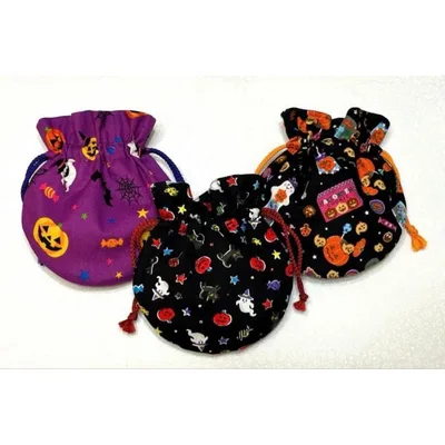 ハンドメイド ハロウィン柄アソート ミニ巾着袋 3枚セット