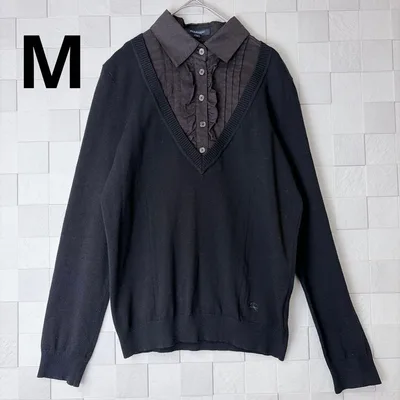 BURBERRY LONDON レイヤードニット ブラック 胸元フリル M