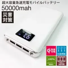 モバイルバッテリー 急速充電 50000mAh PSE認証済 ホワイト