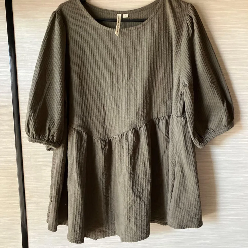 HK WORKS LONDON チュニック カーキ LLサイズ 5分袖