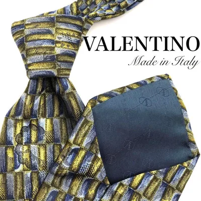 VALENTINOヴァレンティノ ネクタイ ネイビー ゴールド グリーン 総柄