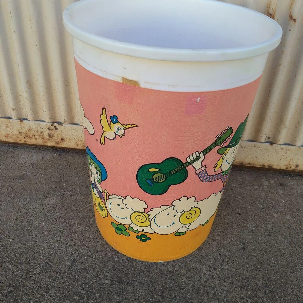 送料込!昭和レトロ ポップなイラスト ゴミ箱 ダストボックス