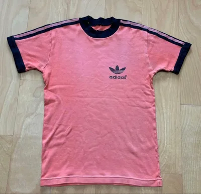 1980s ヴィンテージ アディダス リンガートレーニングTシャツサーモンピンク