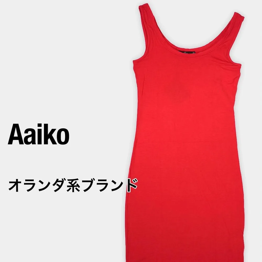 新品未使用 アイコ レーヨンワンピース XS レッド タイト 落ち感 紙タグ付き