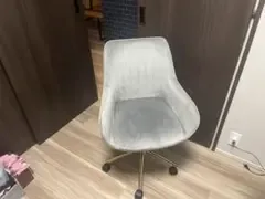 ベロア調チェア グレー ゴールド脚