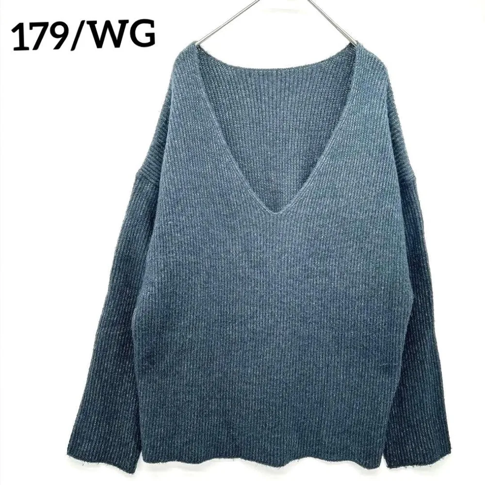 179/WG ニコルクラブ ニット Vネック長袖 無地 FREE