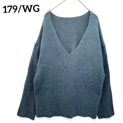 179/WG ニコルクラブ ニット Vネック長袖 無地 FREE