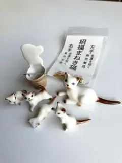 招きネコ(陶器製)置物セット