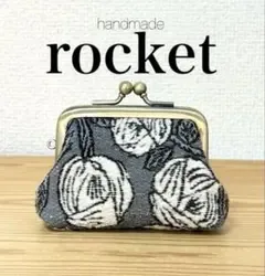 ハンドメイド がま口ポーチ 小銭入れ rosy グレー ホワイト ミナペルホネン