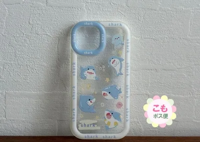 iPhone15ケース カバー サメ柄 クリアケース