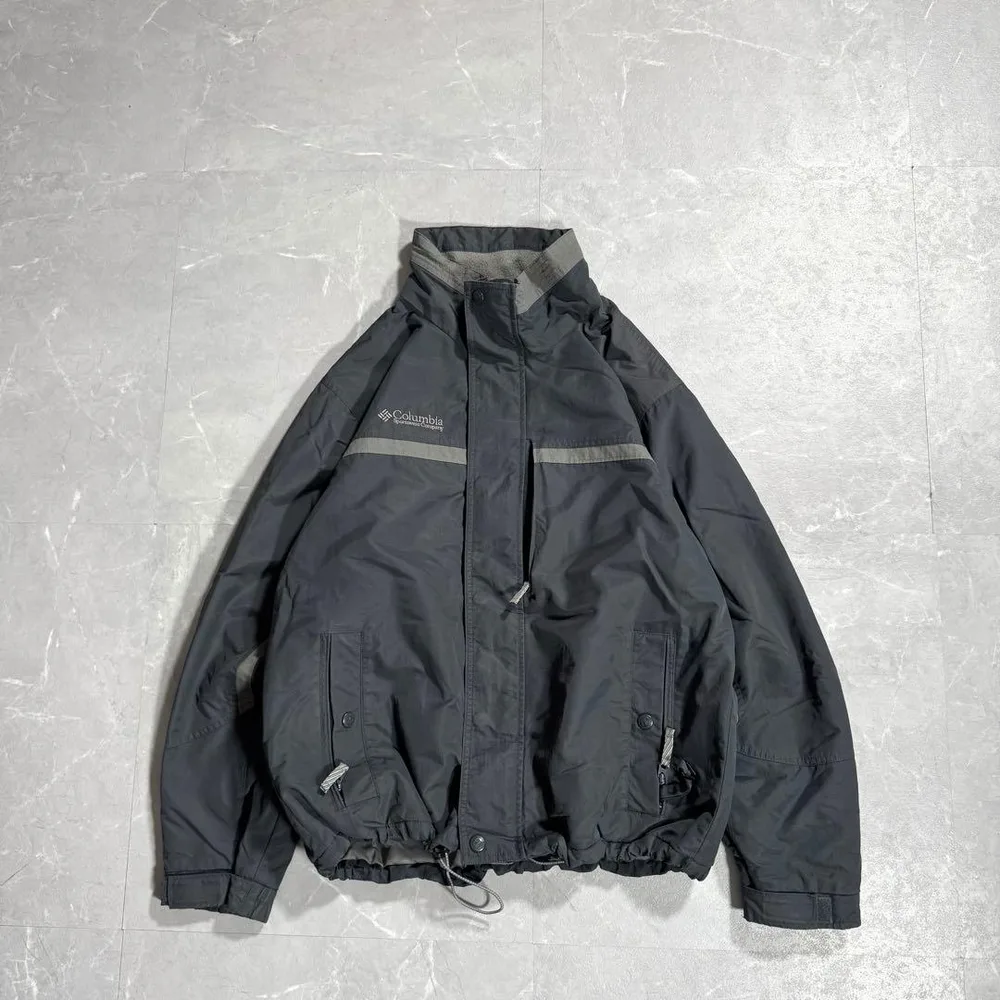00s Columbia ウォームアップジャケット 短丈 裏フリース グレー M