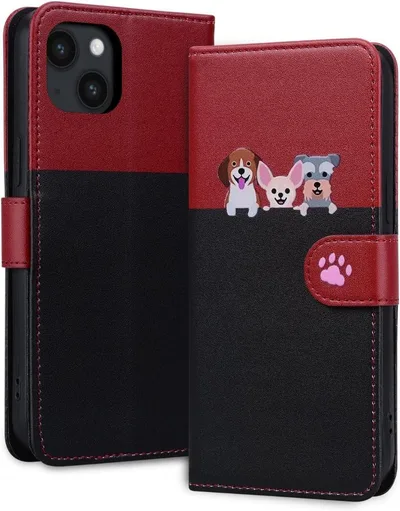 iphone13pro/14pro/15proケー 手帳型 犬柄スマホケース