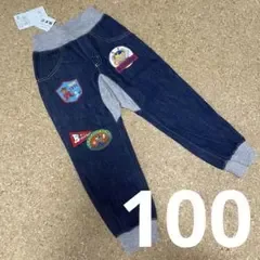 新品 ミキハウス 野球ワッペン デニムパンツ 100cm