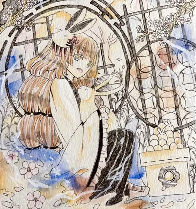 手描き オリジナル イラスト【*月見*】